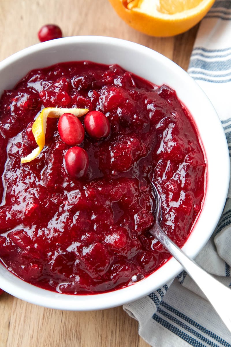 cranberry sauce in a white bowl 