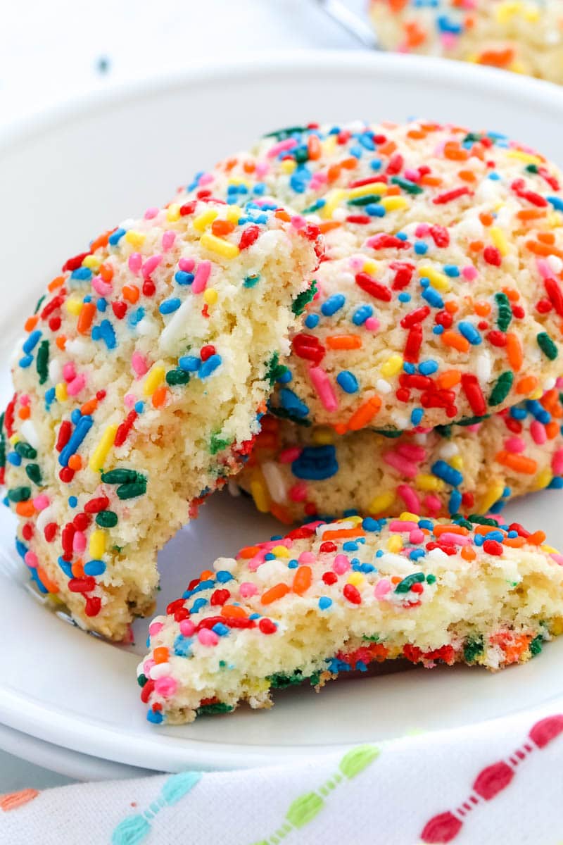 funfetti cookies with sprinkles on a plate 