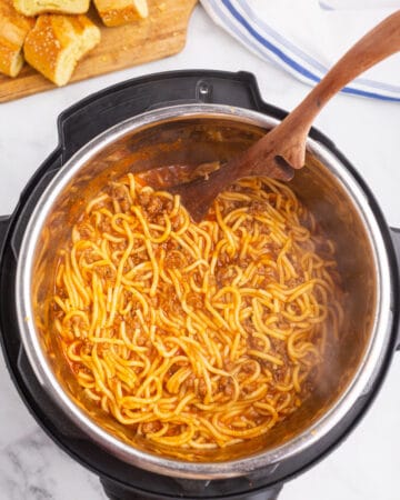 top view of spaghetti in an instant pot