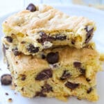 chocolate chip cookie bars on a plate