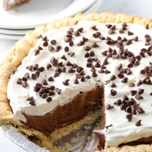 Chocolate Cream Pie in pie plate