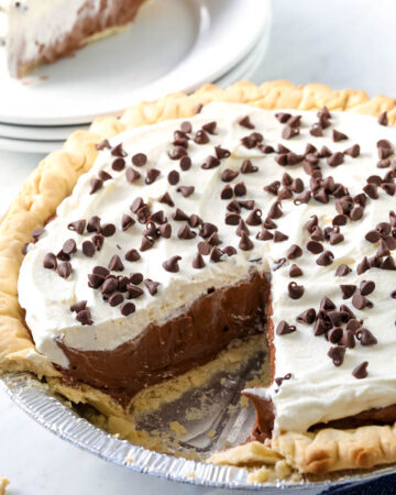 Chocolate Cream Pie in pie plate