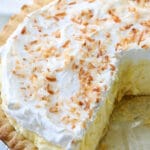 coconut pie topped with whipped cream