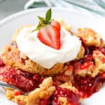 strawberry dump cake serving.