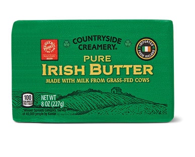 Package of Countryside Creamery Pure Irish Butter from Aldi.
