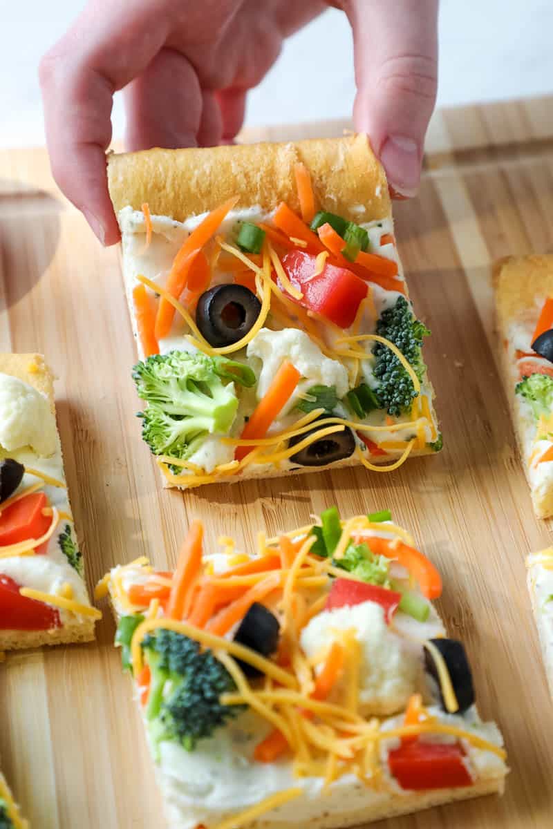 Easy Crescent Roll Veggie Pizza - All Things Mamma