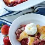 strawberry cobbler pie in a bowl