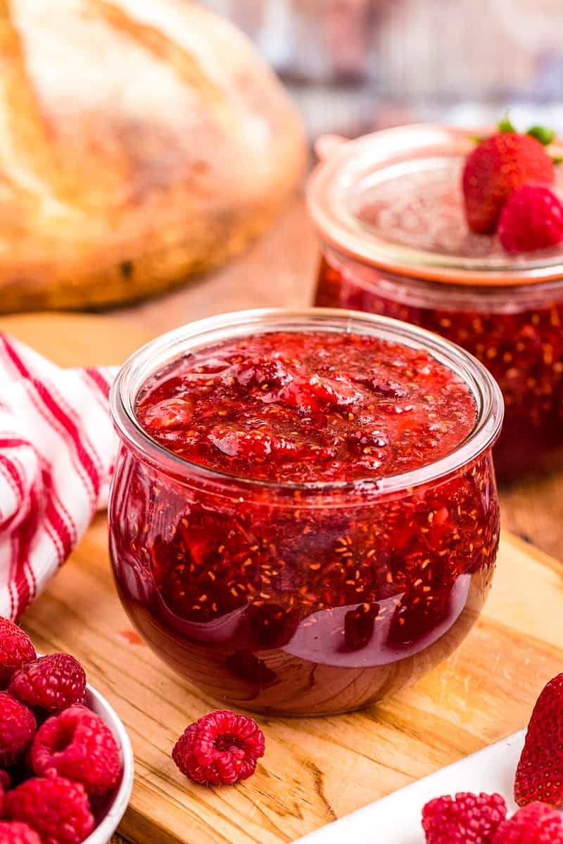 jar of jam on a table