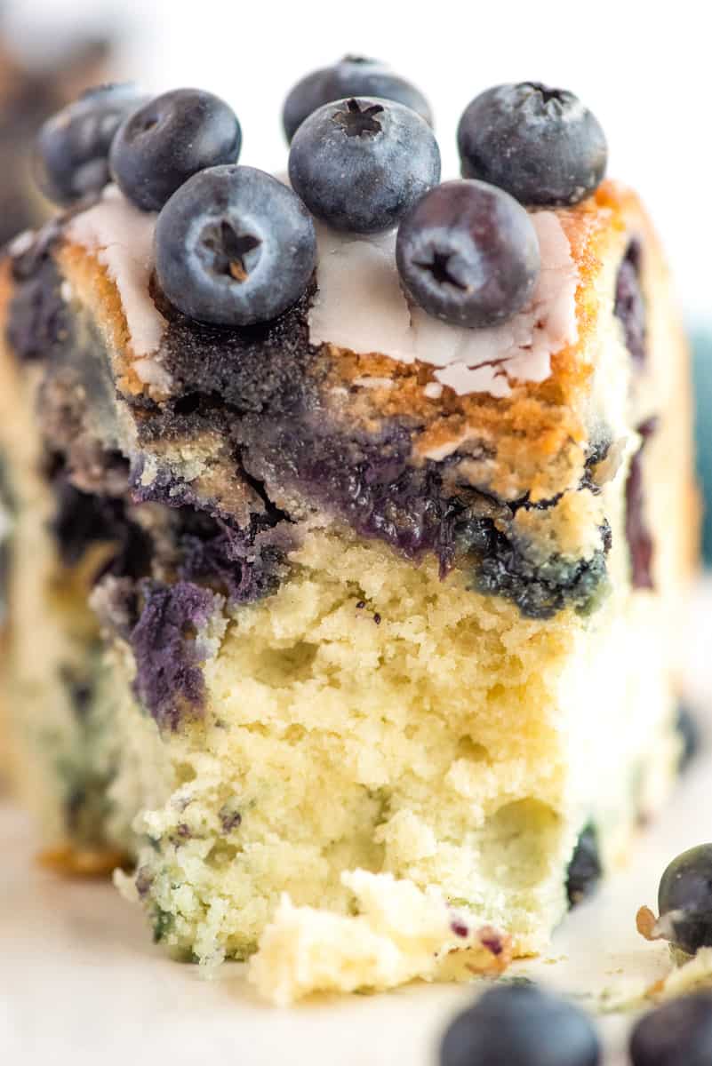 blueberry bundt cake inside crumb shot