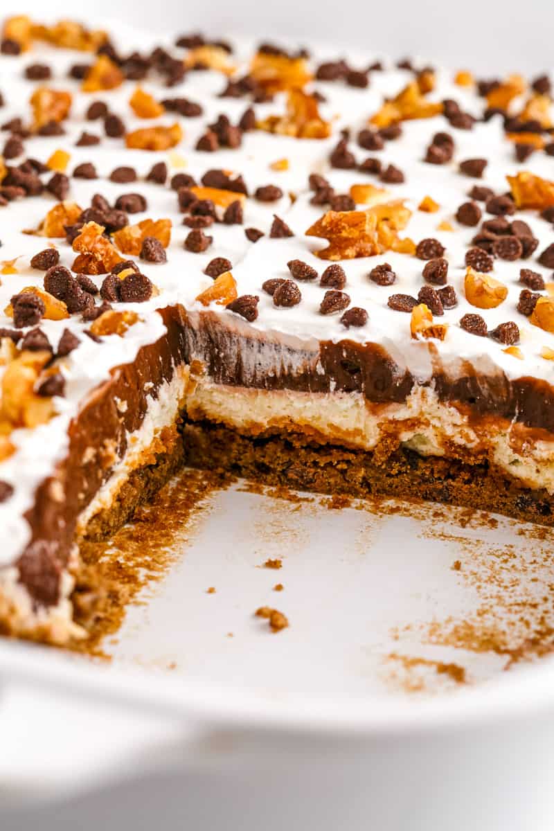 layers of chocolate chip cookie delight
