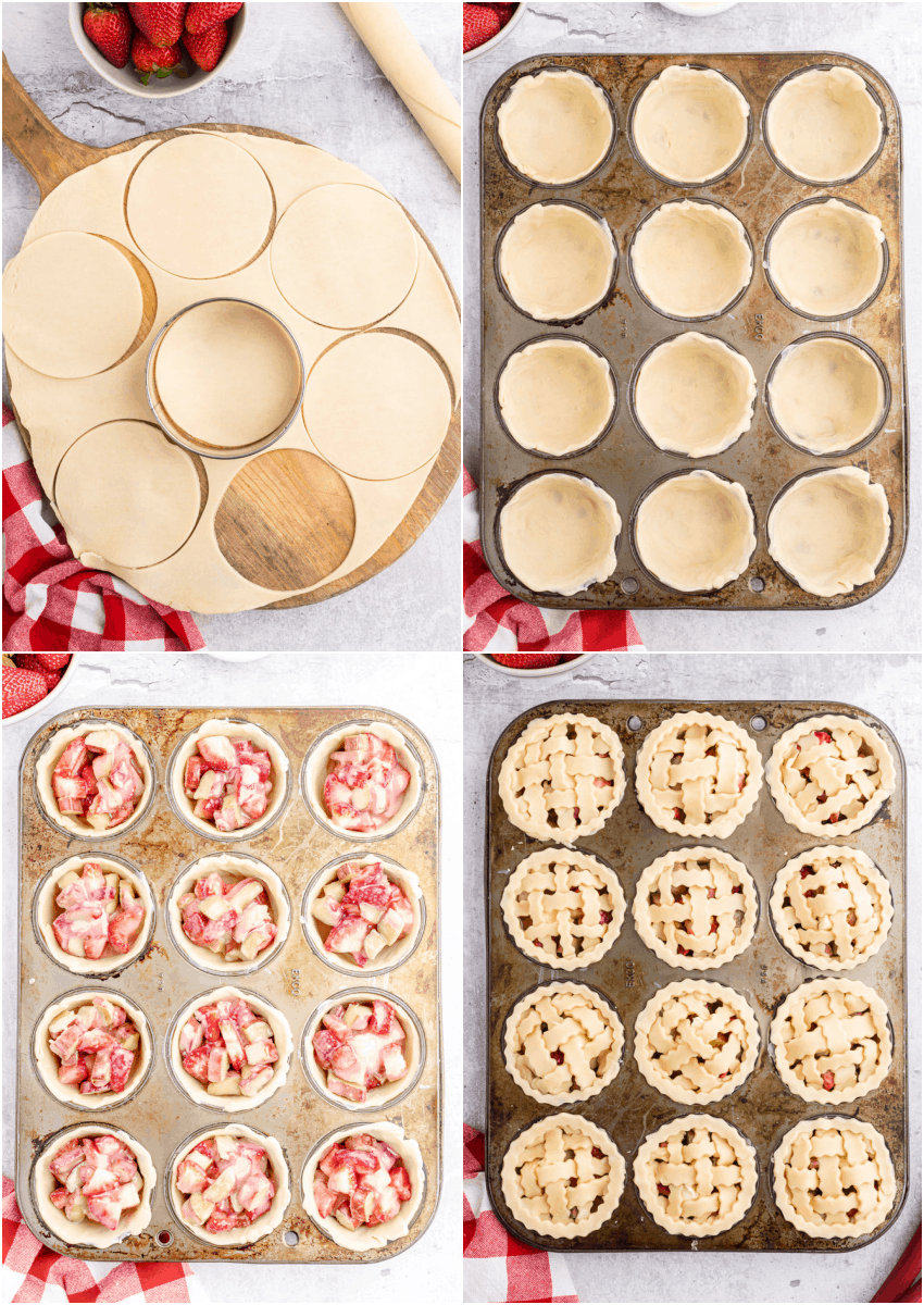 steps for making strawberry rhubarb pies