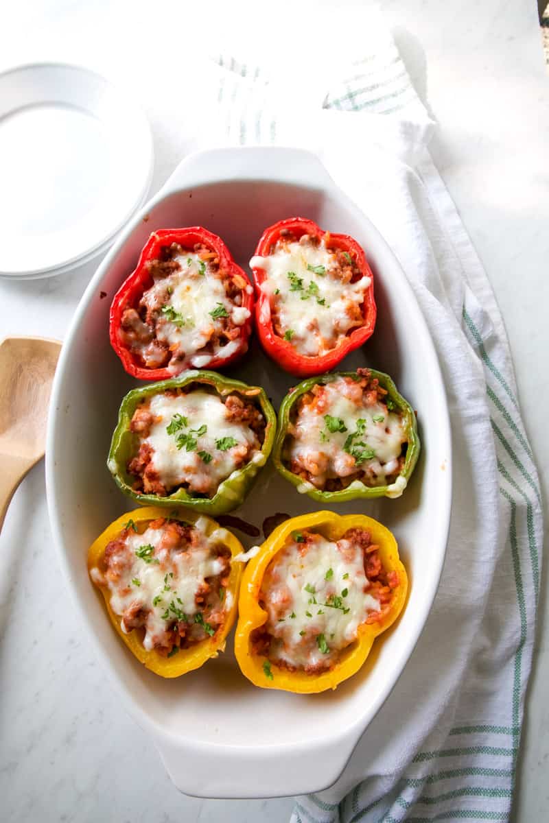 stuffed peppers on a table