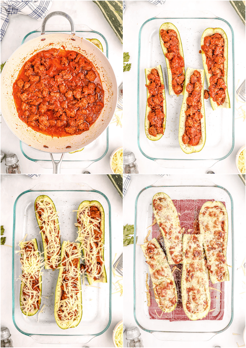step by step pictures to make stuffed zucchini boats