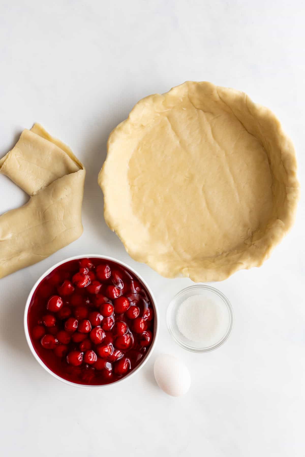 ingredients to make easy cherry pie