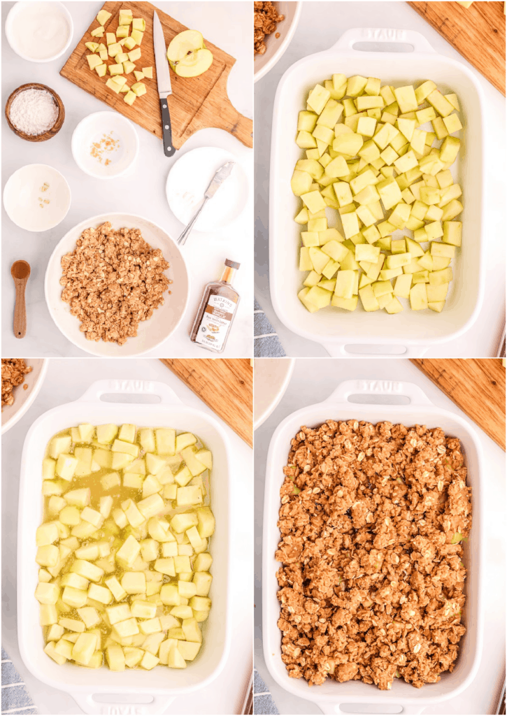 step by step images on how to make apple crumble from scratch 