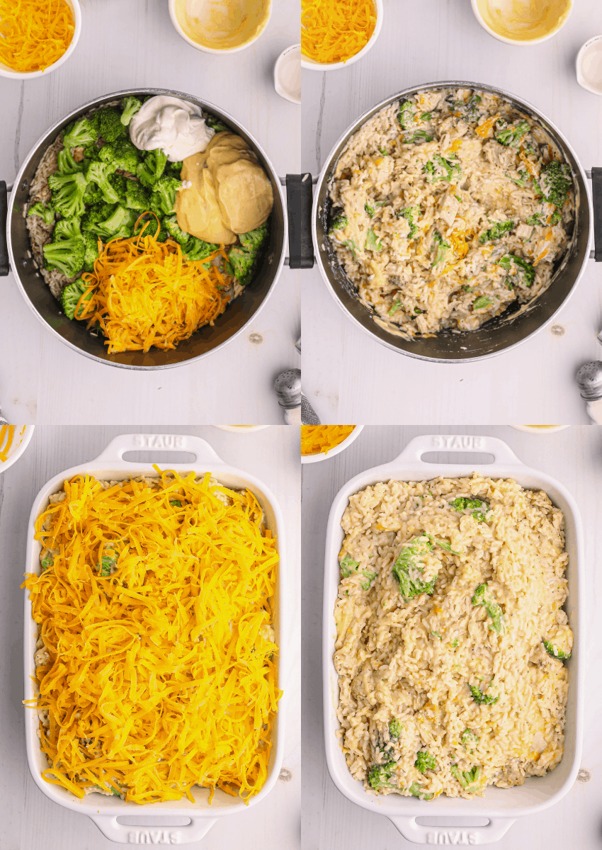 steps to make chicken and rice casserole.