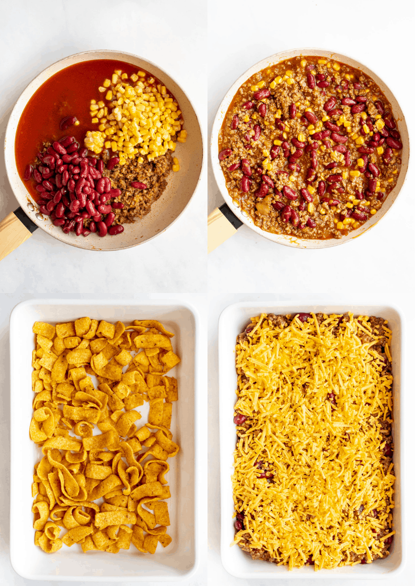 step by step images on how to make classic frito pie recipe 