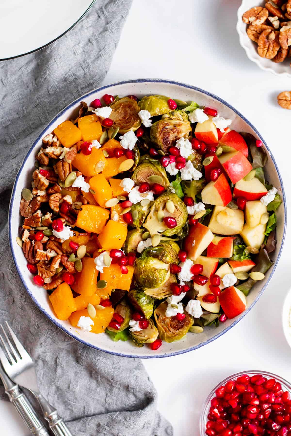 brussels sprouts salad served in a bowl