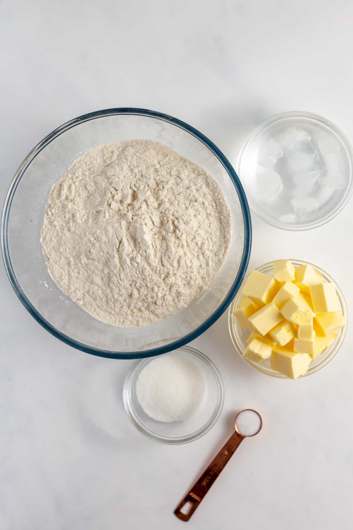 ingredients to make homemade pie crust