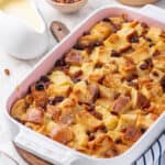 bread pudding in a casserole dish