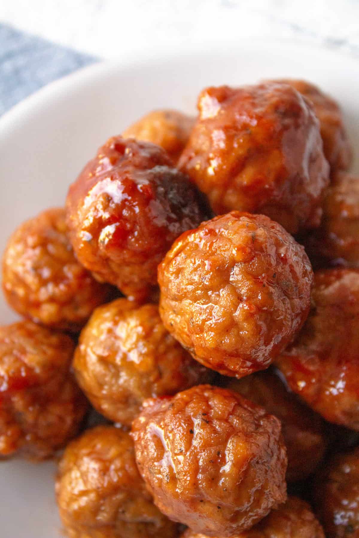 Frozen meatballs cooked in a crockpot