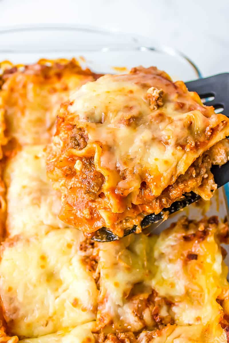 slice of meat and ricotta cheese lasagna