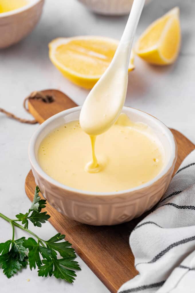 hollandaise sauce in a bowl
