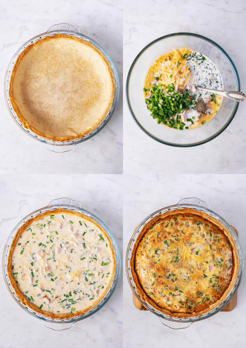 steps to make ham and cheese quiche