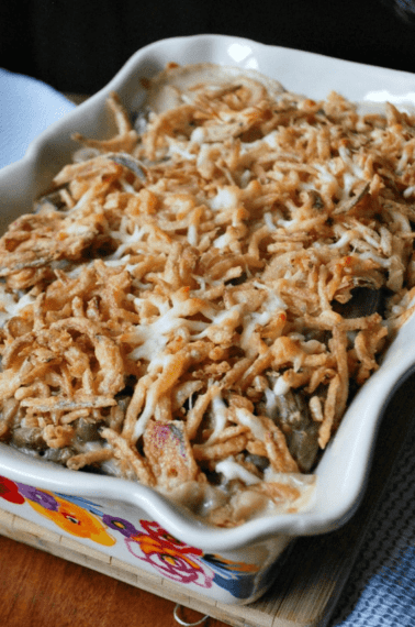 webstories cheesy mushroom and onion green bean casserole