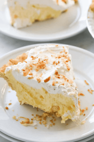 slice of coconut cream pie
