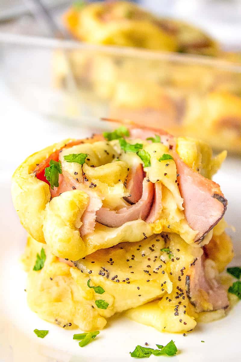 ham and cheese pinwheels with a bite taken out