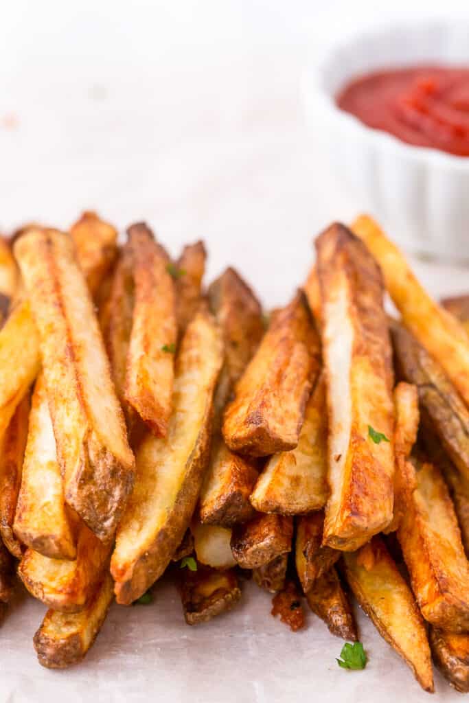 close up of fried french fries