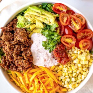 taco salad in a white bowl