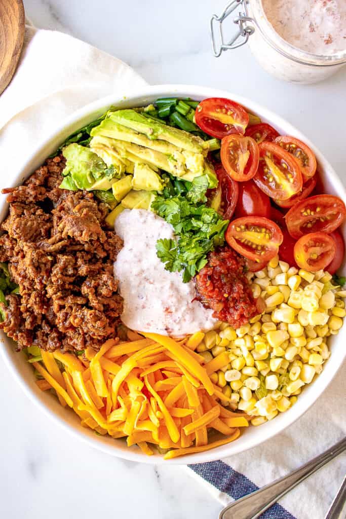 taco salad in a white bowl
