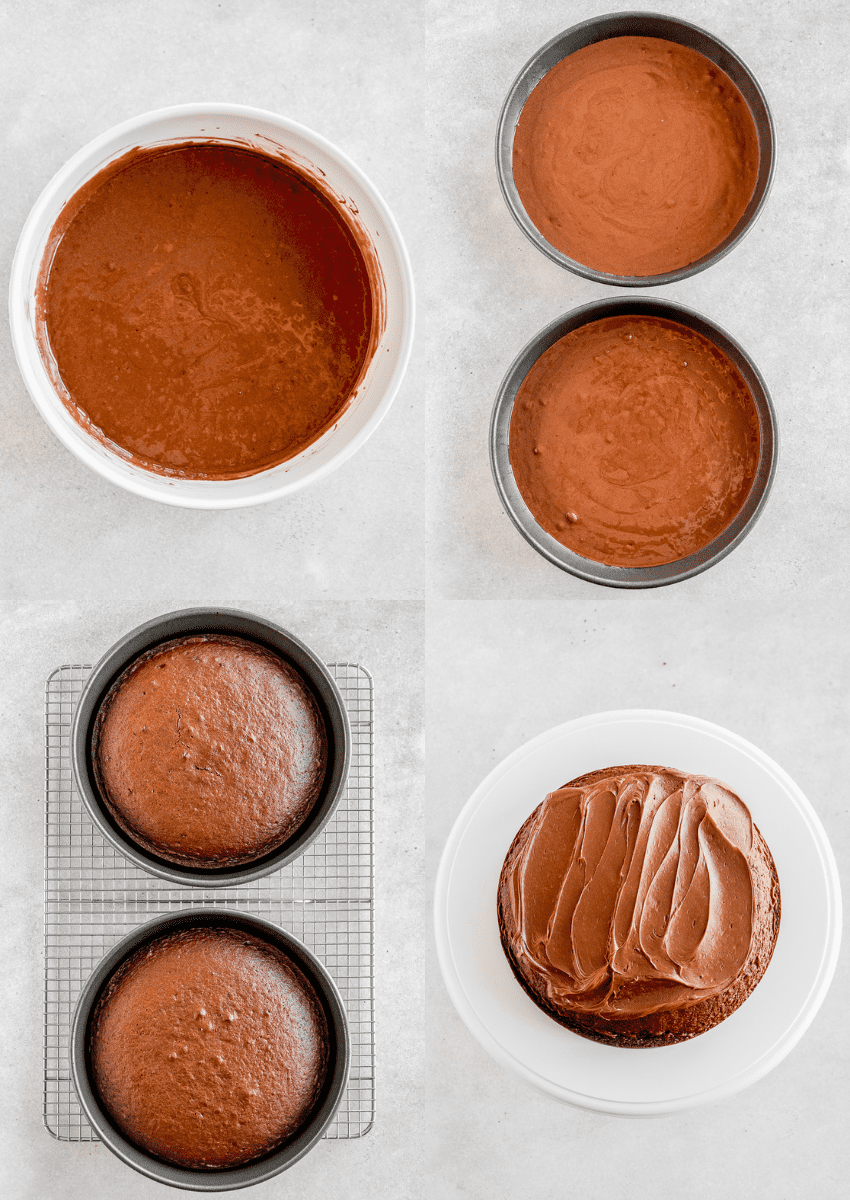 steps to make copycat portillos chocolate cake