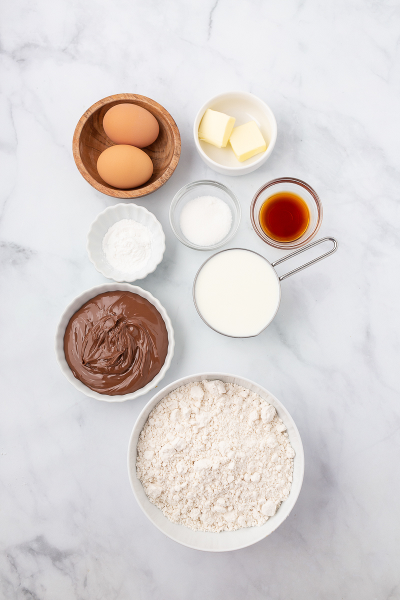 ingredients to make nutella stuffed panckes