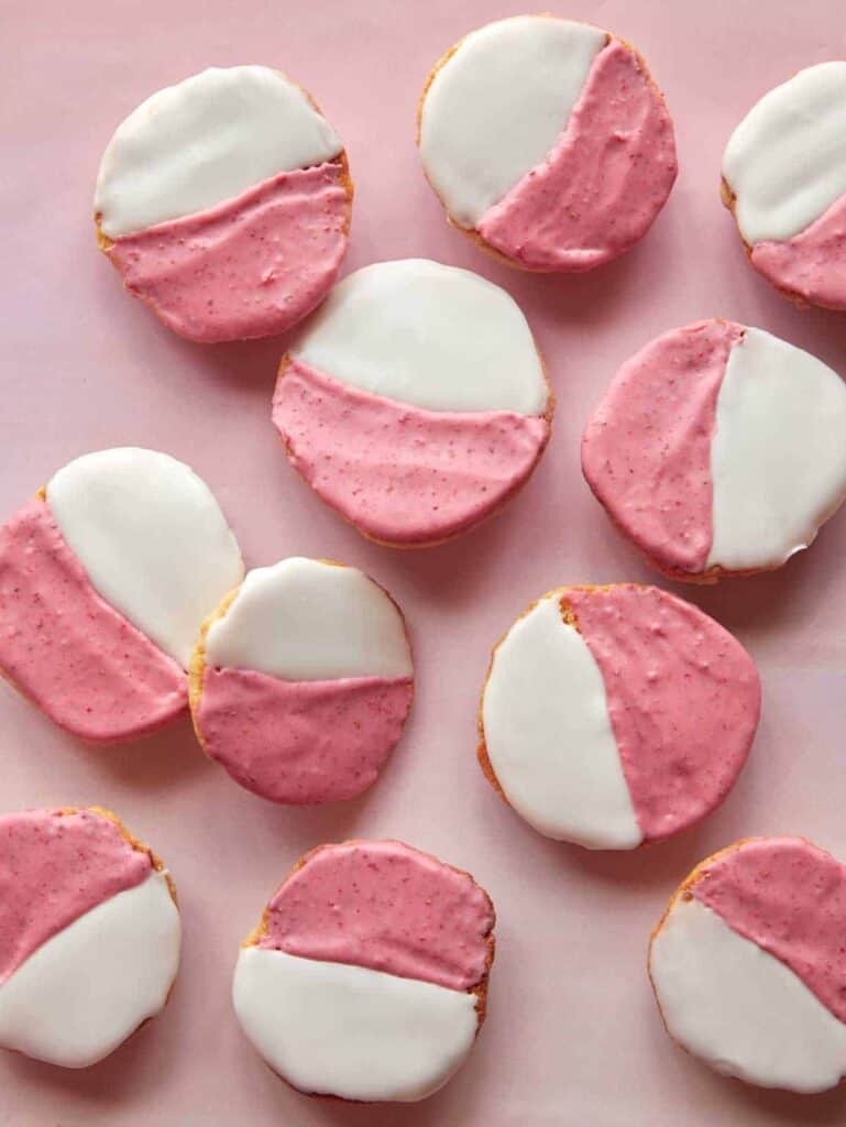 pink and white cookies 