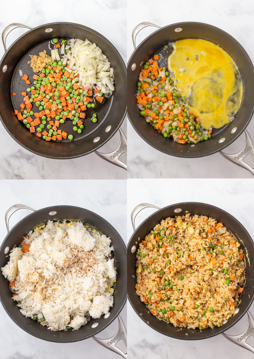 steps to make vegetable fried rice