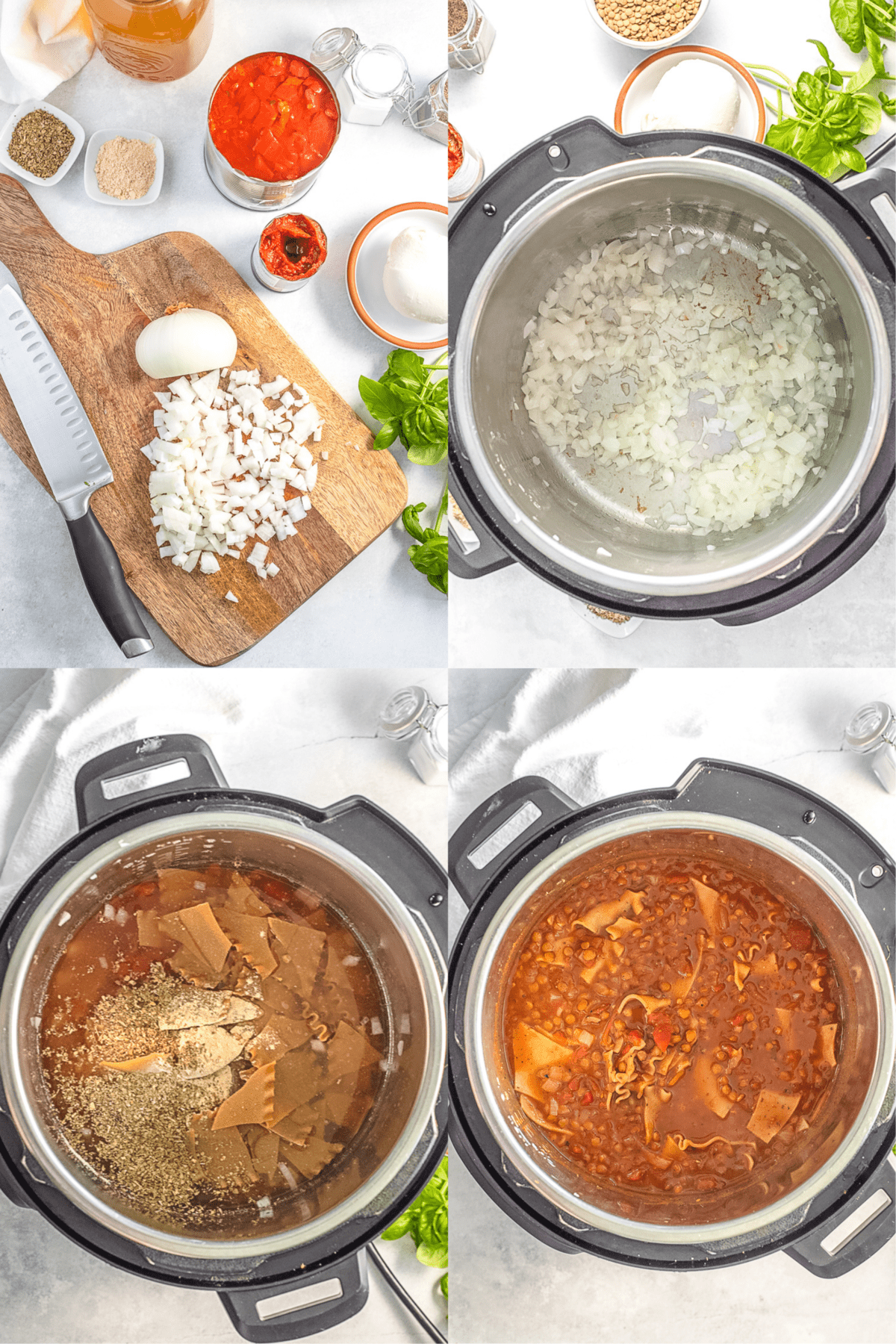 steps to make instant pot lasagna soup