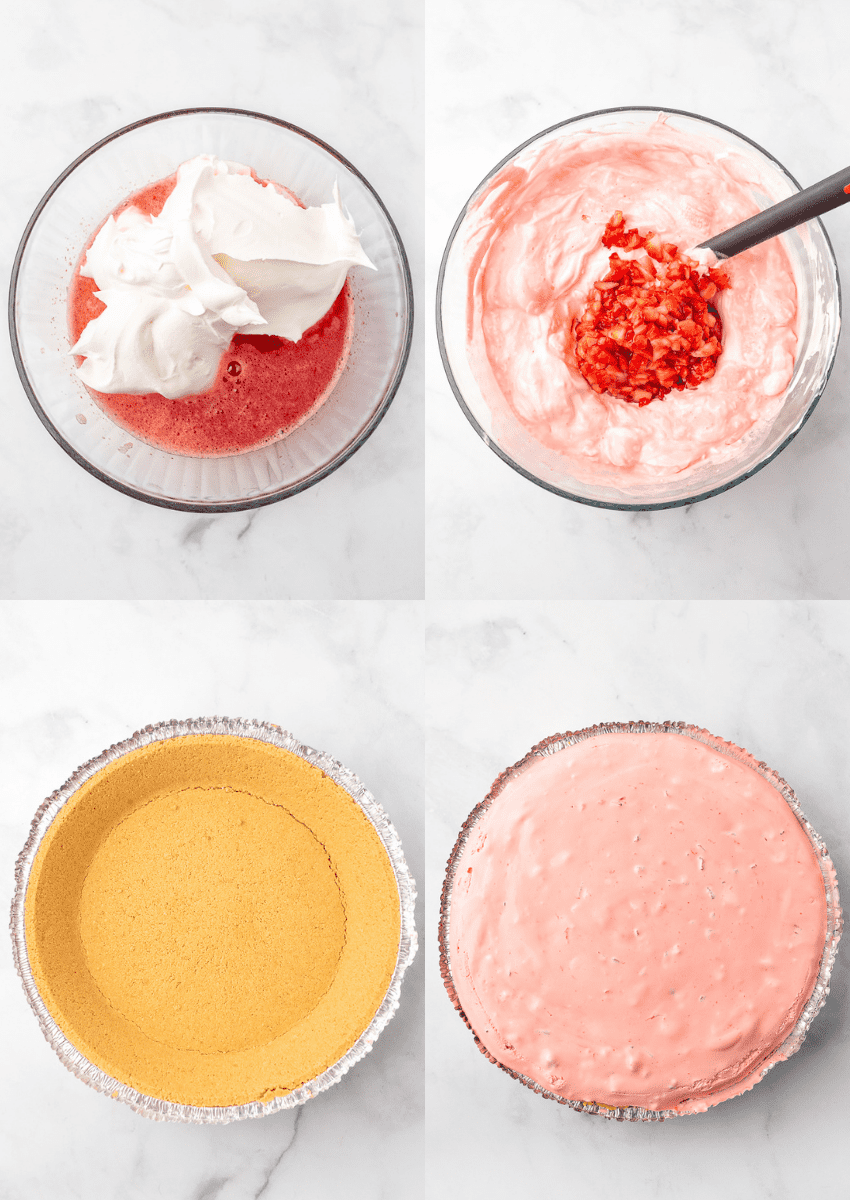 steps to make no bake strawberry jello pie