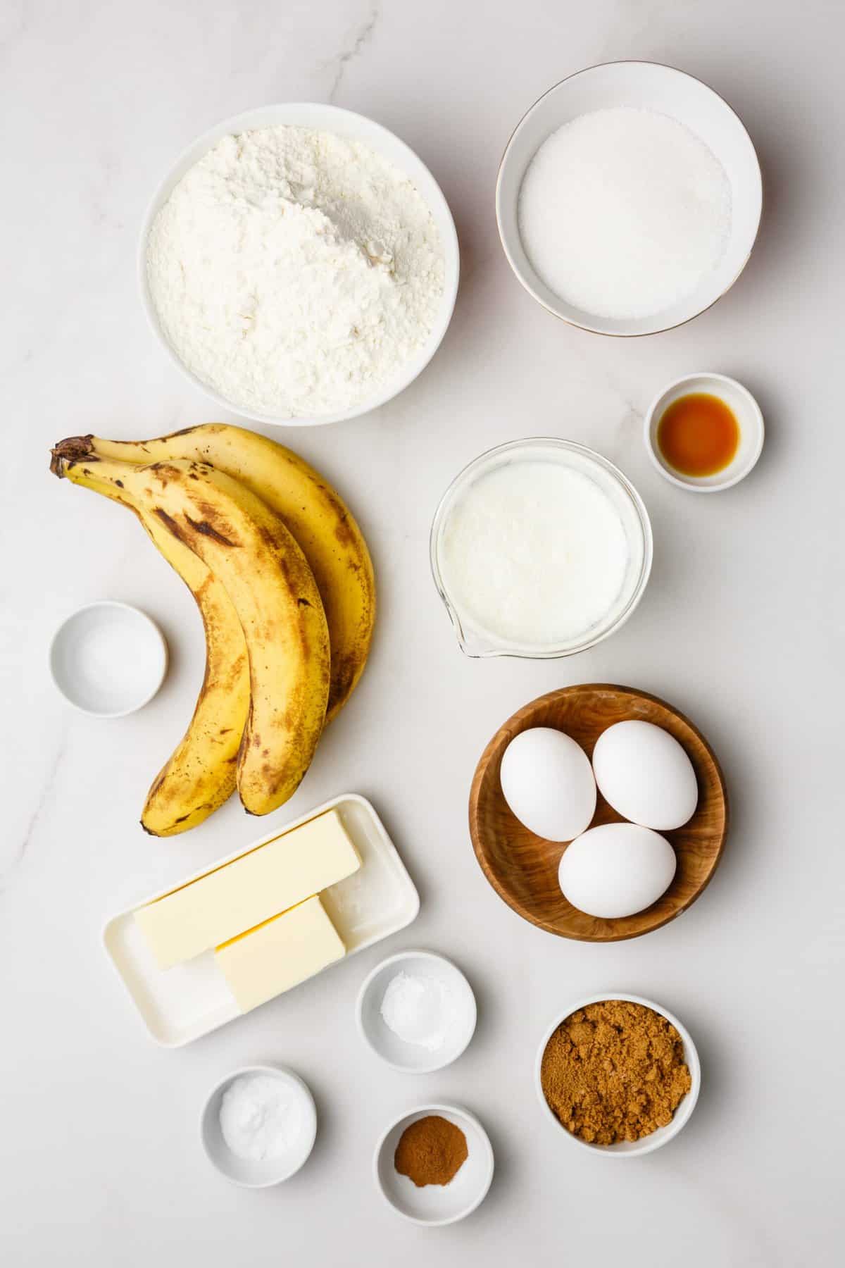 ingredients to make banana cake