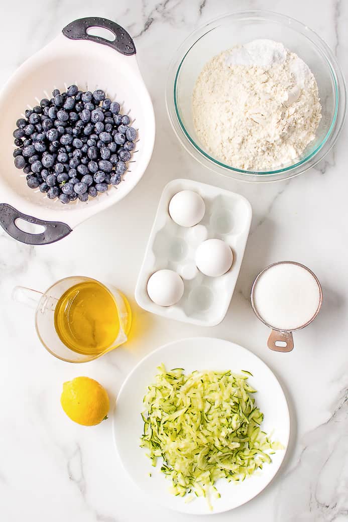 ingredients to make blueberry zucchini bread