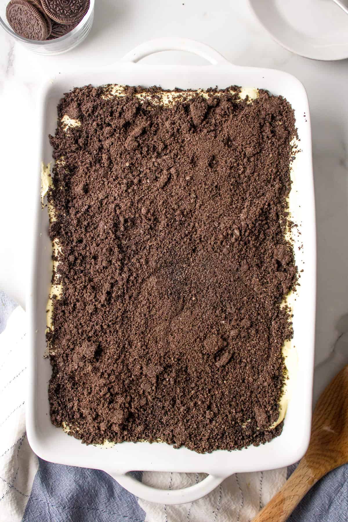 top down view of dirt cake