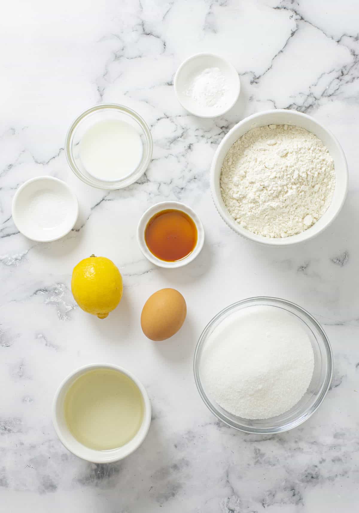 ingredients to make lemon muffins and glaze