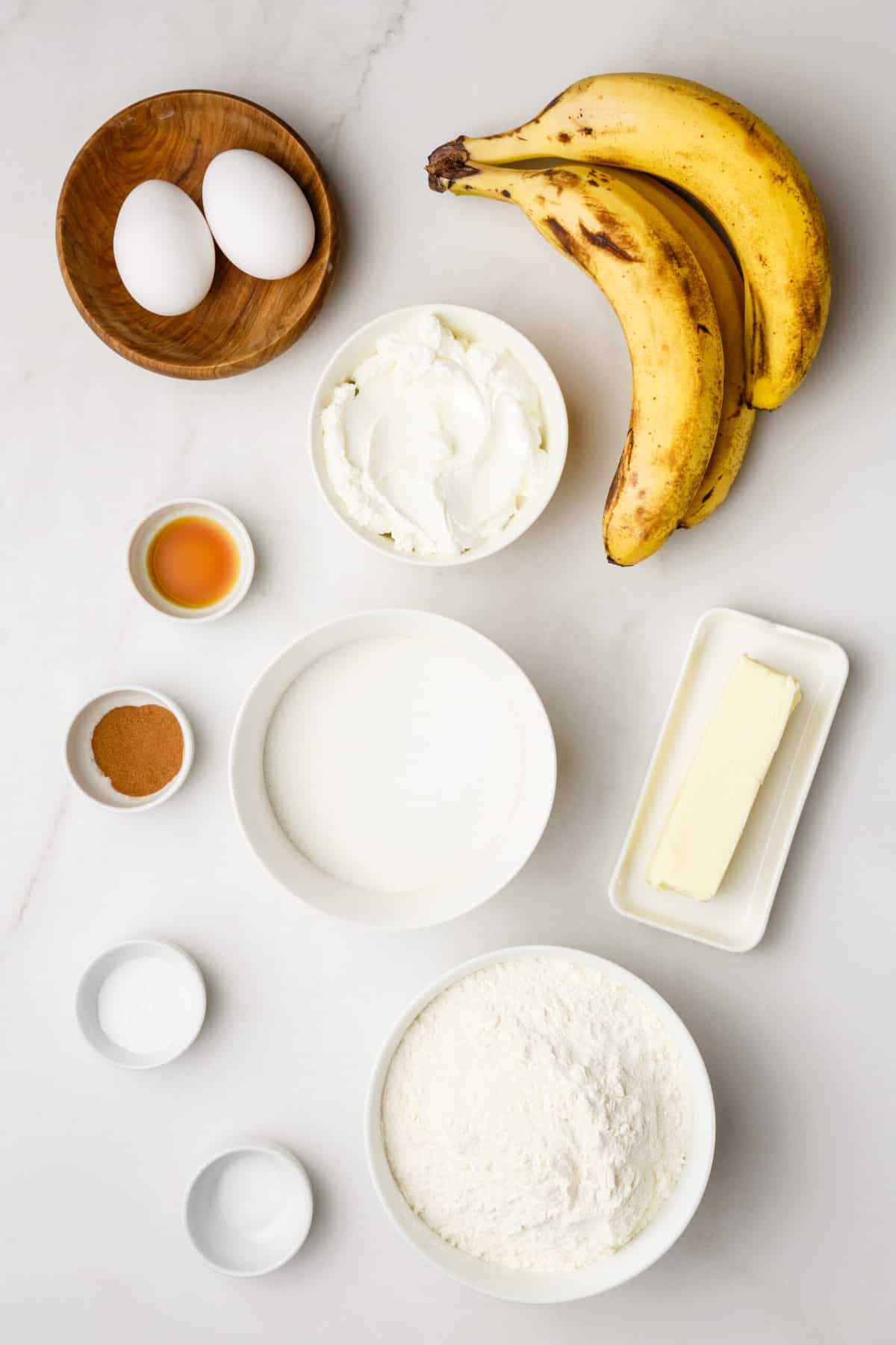 ingredients to make sour cream banana bread