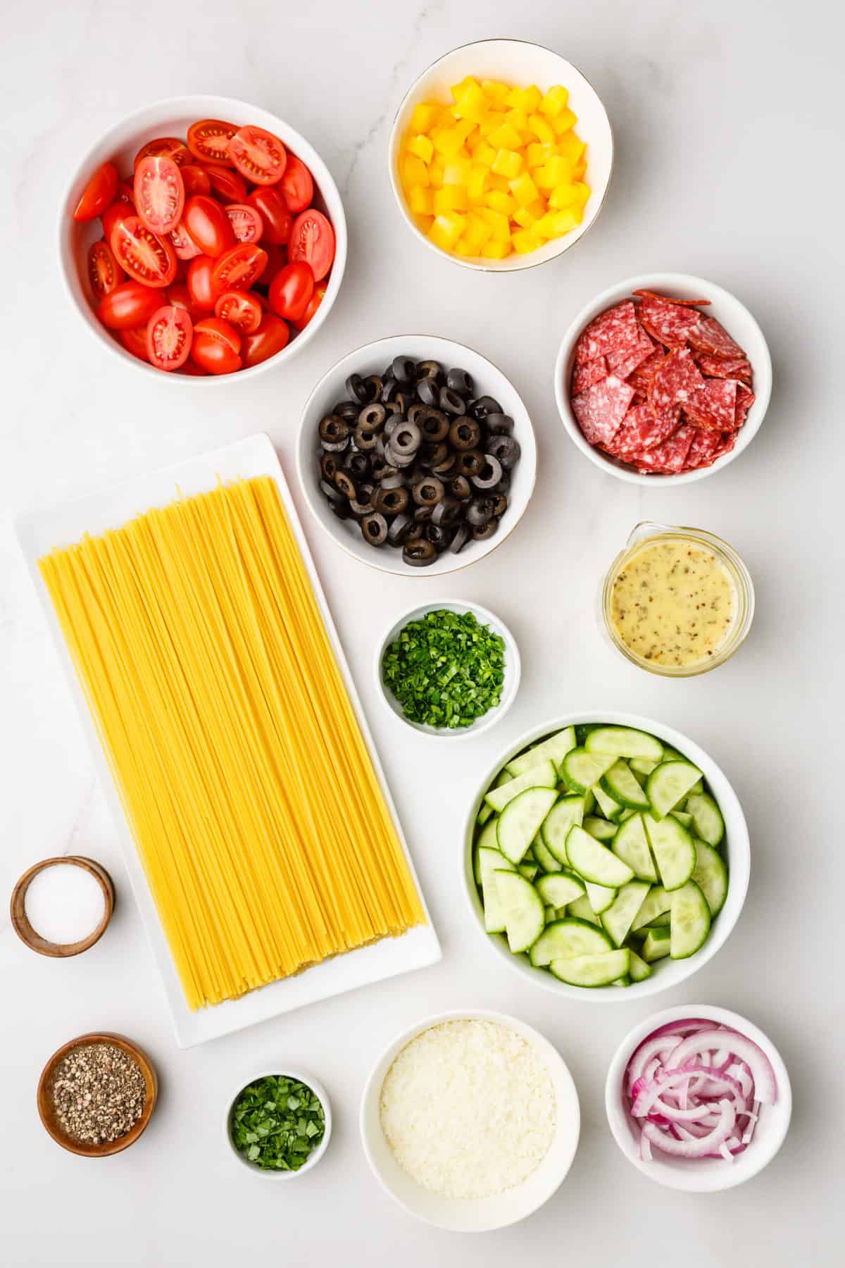 ingredients to make spaghetti salad