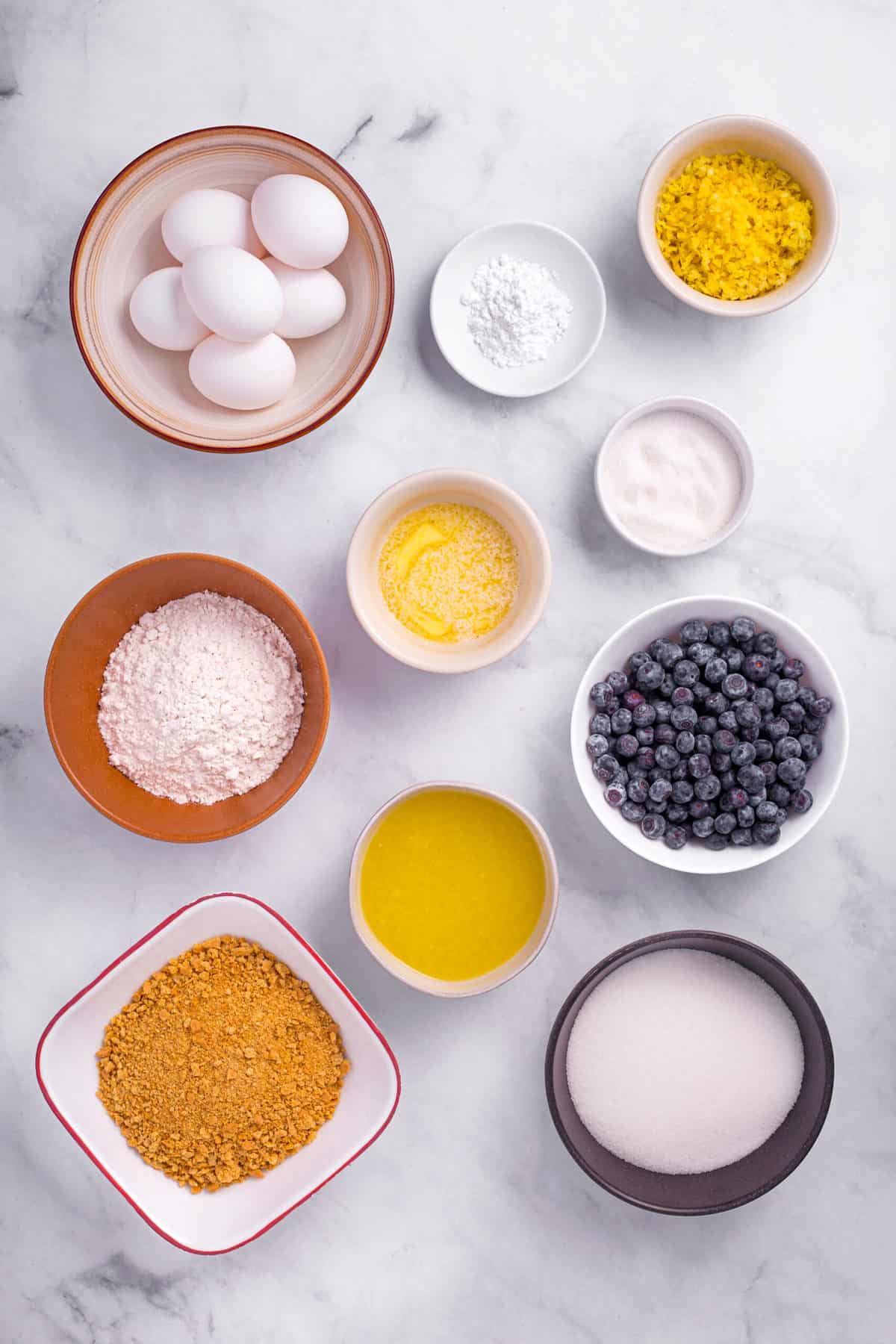ingredients to make lemon blueberry bars