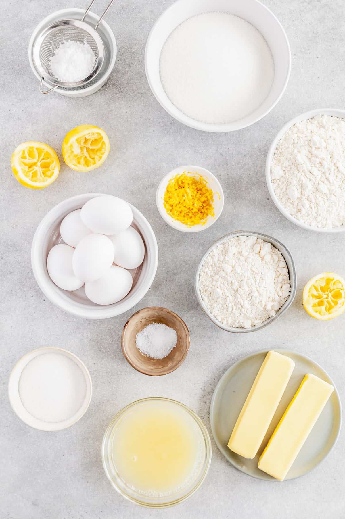 ingredients to make old-fashioned lemon bars