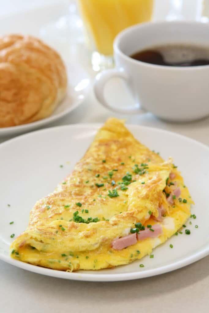 ham and cheese omelet on a plate