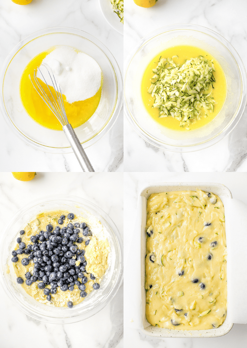 steps to make blueberry zucchini bread